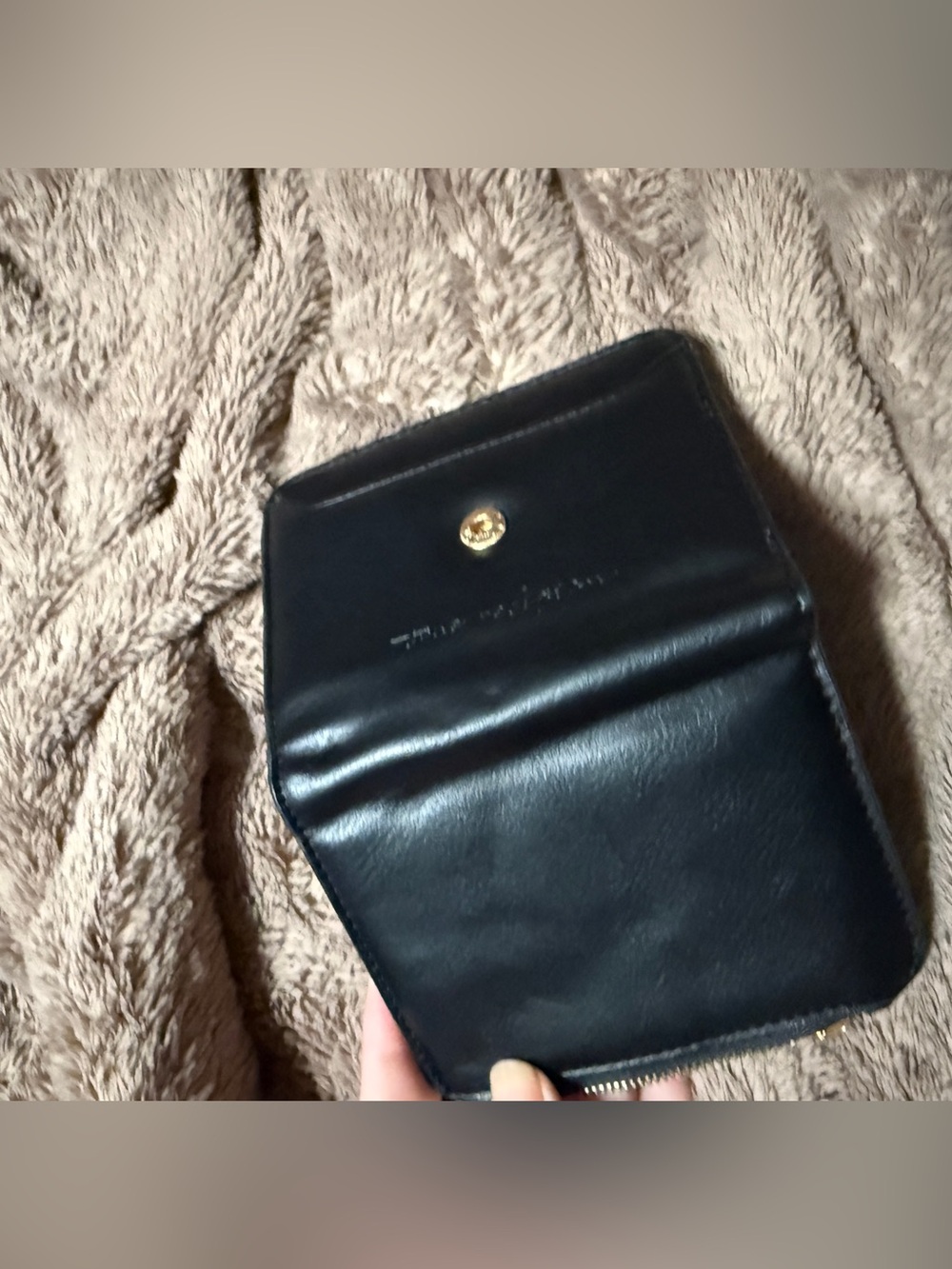 True Religion Black Leather Women's Wallet with Gold Snap